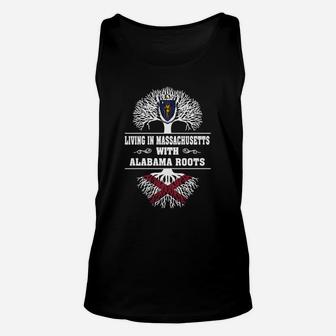 Living In Massachusetts With Alabama Roots Unisex Tank Top - Seseable