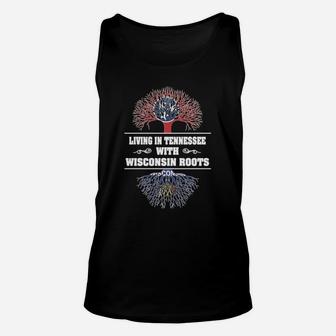 Living In Tennessee With Wisconsin Roots Unisex Tank Top - Seseable