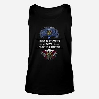 Living In Wisconsin With Florida Roots Unisex Tank Top - Seseable