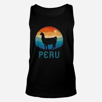 Llama Retro Machu Picchu Peru Vintage Alpaca Nazca Llamas Unisex Tank Top - Seseable