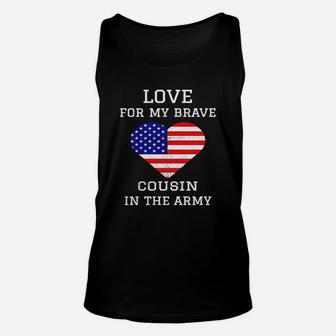 Love For My Brave Cousin In The Army American Heart Unisex Tank Top - Seseable