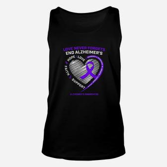 Love Never Forgets End Alzheimers Awareness Gifts Unisex Tank Top - Seseable