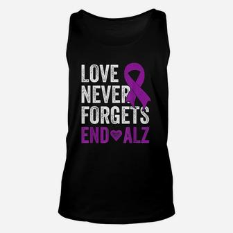 Love Never Forgets Purple Ribbon Awareness Unisex Tank Top - Seseable