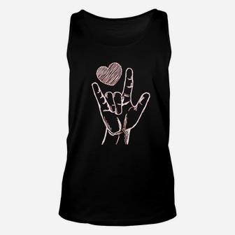 Love Sign Language Asl Heart Valentine's Day Gift For Him Unisex Tank Top - Seseable