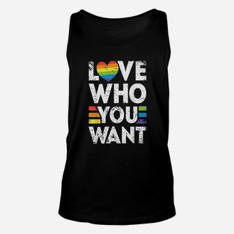 Love Who You Want Gay Pride Lgbt Men Women Rainbow Lgbtq Unisex Tank Top - Seseable