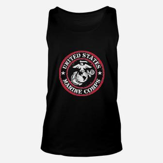 Lucky Ride Marine Corps Stamp Circle Unisex Tank Top - Seseable