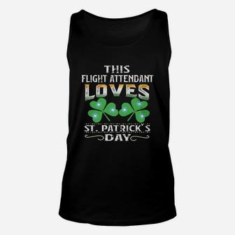 Lucky Shamrock This Flight Attendant Loves St Patricks Day Funny Job Title Unisex Tank Top - Seseable