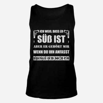 Lustiges Schwarzes Unisex TankTop Süß aber meiner - Finger Weg!, Spruch Tee - Seseable