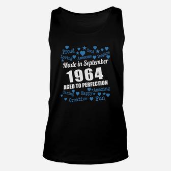 Made In September 1964 Aged To Perfection Shirts, September 1964 T-shirt, Born September 1964, September 1964 Aged To Perfection, 1964s Shirts, Born In September 1964 Unisex Tank Top - Seseable