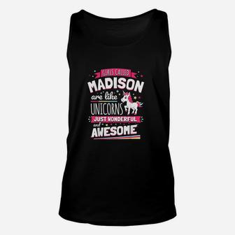 Madison Forename Prename First Given Name Unicorn Unisex Tank Top - Seseable