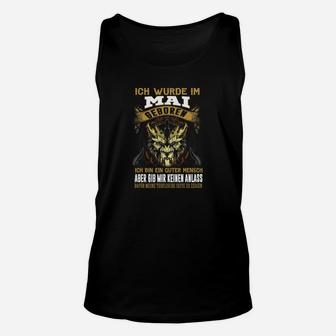 Mai-Geburt Teufel Seite Warnung Unisex TankTop, Lustiges Geburtstags-Tee - Seseable