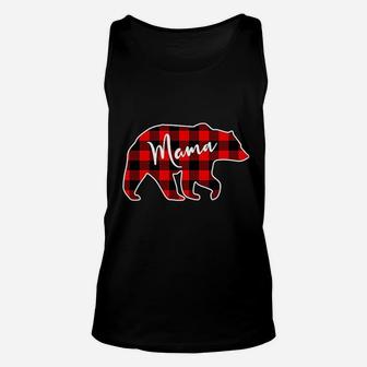 Mama Bear Red Plaid Matching Family Christmas Unisex Tank Top - Seseable