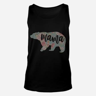 Mama Bear Watercolor Floral Flowers Matching Family Pajamas Unisex Tank Top - Seseable