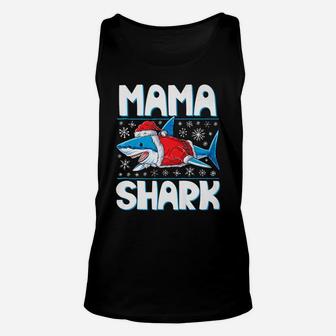 Mama Shark Santa Christmas Family Matching Pajamas Unisex Tank Top - Seseable