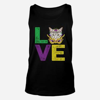 Mardi Gras Fat Tuesday Costume Love American Bobtail Funny Gift For Cat Lovers Unisex Tank Top - Seseable