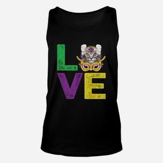 Mardi Gras Fat Tuesday Costume Love American Curl Funny Gift For Cat Lovers Unisex Tank Top - Seseable