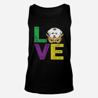 Mardi Gras Fat Tuesday Costume Love Bichons Frise Funny Gift For Dog Lovers Unisex Tank Top - Seseable