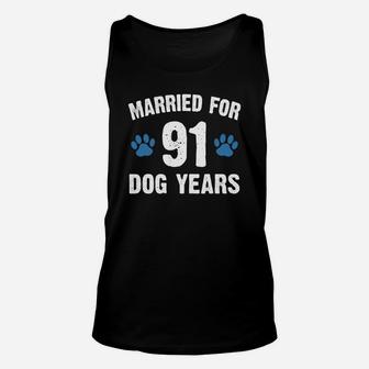 Married For 91 Dog Years 13th Wedding Anniversary Unisex Tank Top - Seseable