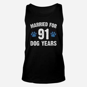 Married For 91 Dog Years 13th Wedding Anniversary Unisex Tank Top | Seseable CA