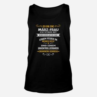 März-Frau Geburtstags Unisex TankTop, Inspirierendes Zitat Schwarzes Tee - Seseable