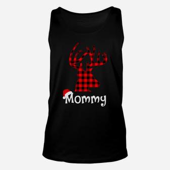 Matching Family Christmas Plaid Reindeer Mommy Tshir Unisex Tank Top - Seseable