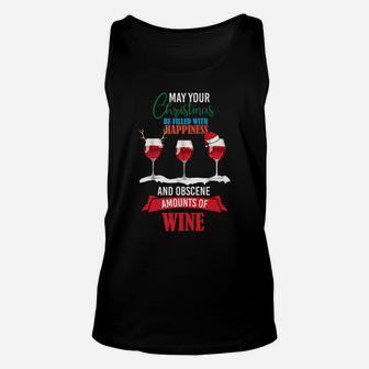 May Your Christmas Be Filled With Happiness Wine Unisex Tank Top - Seseable