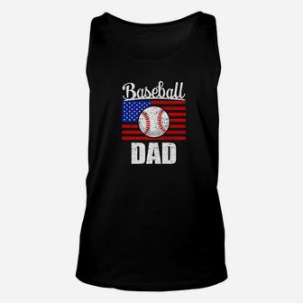 Mens American Flag Baseball Dad Shirt Mens Fathers Day Game Day Premium Unisex Tank Top - Seseable