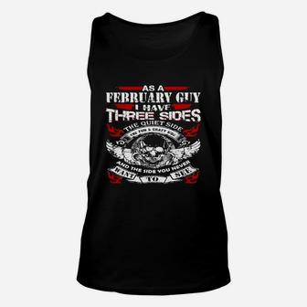 Mens As A February Guy I Have Three Sides Unisex Tank Top - Seseable
