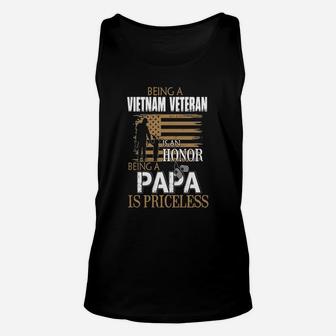 Mens Being Vietnam Veteran Is An Honor Papa Is Priceless T Shirts Unisex Tank Top - Seseable