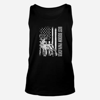 Mens Best Buckin Papa Ever Deer Hunting Fathers Day Gift Premium Unisex Tank Top - Seseable