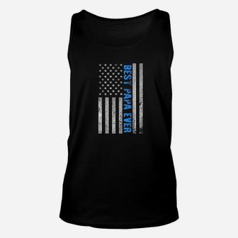 Mens Best Papa Ever American Flag Fathers Day Gifts Unisex Tank Top - Seseable