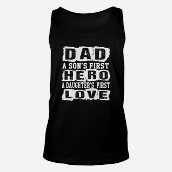 Mens Cute Daddy Son Daughter Shirt New Dad Fathers Day Unisex Tank Top - Seseable