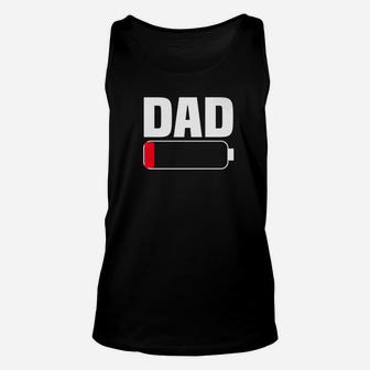Mens Dad Battery Low Tired Father Parenting Fathers Day Te Unisex Tank Top - Seseable