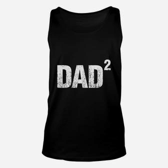 Mens Dad Squared Two Kids Dad Distressed Unisex Tank Top - Seseable