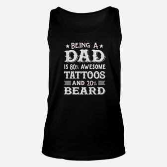 Mens Dad Tattoos And Beard Funny Fathers Day For Men Unisex Tank Top - Seseable