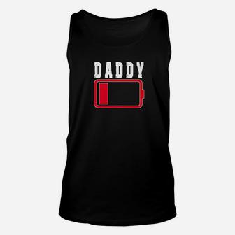 Mens Daddy Battery Low Battery Funny Tired Parenting Unisex Tank Top - Seseable