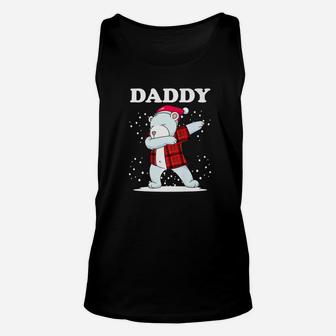 Mens Daddy Bear Matching Family Dabbing Bear Red Plaid Shirt Unisex Tank Top - Seseable