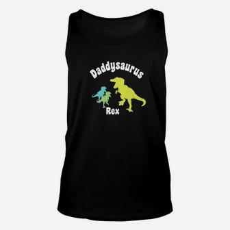 Mens Daddysaurus Rex 2 Two Kids Funny Fathers Day Gift Premium Unisex Tank Top - Seseable