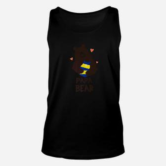 Mens Down Syndrome Awareness Papa Bear Gift Dad Unisex Tank Top - Seseable