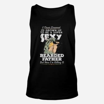 Mens Father Bearded Beard Dad, dad birthday gifts Unisex Tank Top - Seseable