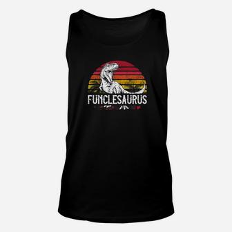 Mens Fathers Day Gift For Uncle Funcle Saurus T Rex Funny Premium Unisex Tank Top - Seseable