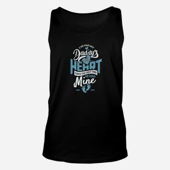 Mens First Time Dad Shirt New Father I Have My Daddy Heart Gift Unisex Tank Top - Seseable