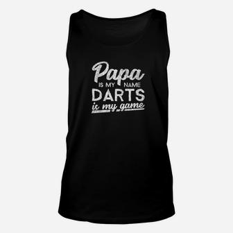 Mens Funny Shirt Darts Papa Gift Unisex Tank Top - Seseable