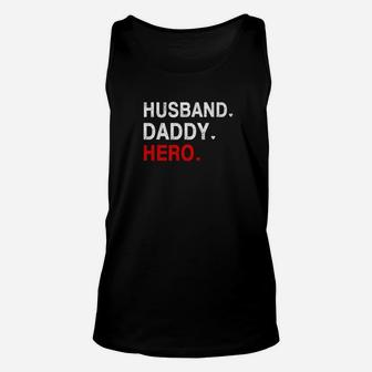 Mens Husband Daddy Protector Hero Cool Fathers Day Gift Unisex Tank Top - Seseable