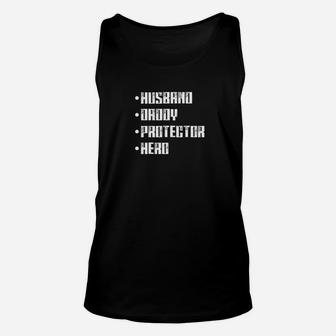 Mens Husband Daddy Protector Hero Dads Day Gif Premium Unisex Tank Top - Seseable