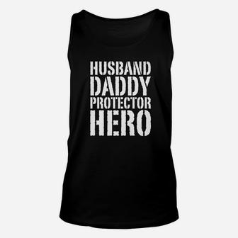 Mens Husband Daddy Protector Hero Fathers Day Shirt Unisex Tank Top - Seseable