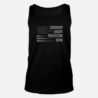 Mens Husband Daddy Protector Hero Gift For Dad Unisex Tank Top - Seseable