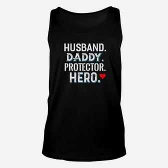 Mens Husband Daddy Protector Hero Shirt Proud Father Dad Unisex Tank Top - Seseable