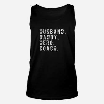Mens Mens Husband Daddy Hero Coach Cool Father Dad Unisex Tank Top - Seseable
