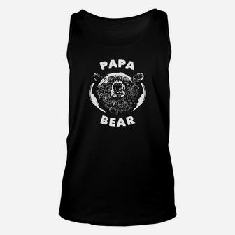 Mens Mens Papa Bear Camping Fathers Unisex Tank Top - Seseable